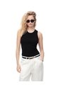 Camiseta Esqueleto Slim Rib Algodón Negra Mujer Negro de Gef