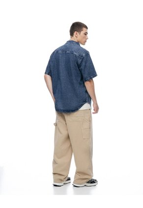 Camisa Manga Corta Regular índigo Medio Hombre Azul