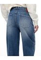 Jean Barrel Tiro Medio índigo Medio Mujer Azul Oscuro de Gef