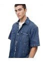 Camisa Manga Corta Regular índigo Medio Hombre Azul de Gef