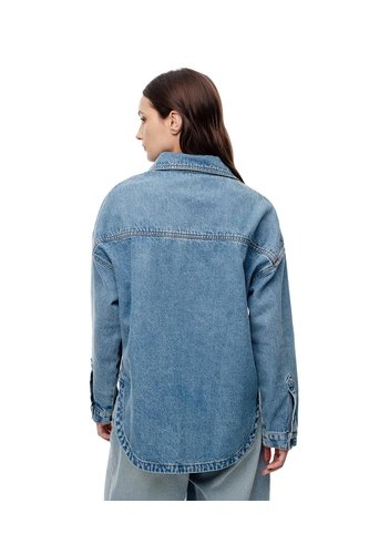 Chaqueta Denim Overshirt índigo Medio Mujer Azul Oscuro Gef