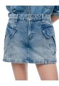 Falda Short Tiro Medio índigo Oscuro Mujer Azul Oscuro de Gef