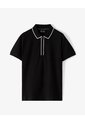 Polo Half Zip Regular Negra Hombre Negro de Gef
