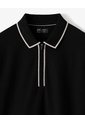 Polo Half Zip Regular Negra Hombre Negro de Gef