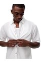 Camisa Manga Corta Regular Lino Blanca Hombre Blanco de Gef