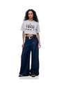 Camiseta Crop Regular Algodón Gris Estampada Mujer Gris de Gef