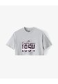 Camiseta Crop Regular Algodón Gris Estampada Mujer Gris de Gef