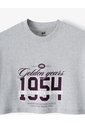 Camiseta Crop Regular Algodón Gris Estampada Mujer Gris de Gef