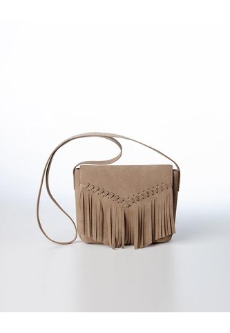Bolso Tipo Bandolera Flecos Café Niña Gef