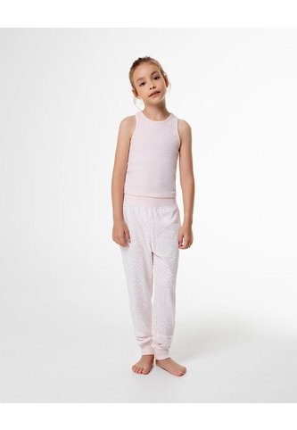 Blusa + Pantalón De Pijama Algodón Estampada Niña Rosa Gef