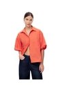 Camisa Manga Corta Oversize Algodón Naranja Mujer Naranja de Gef