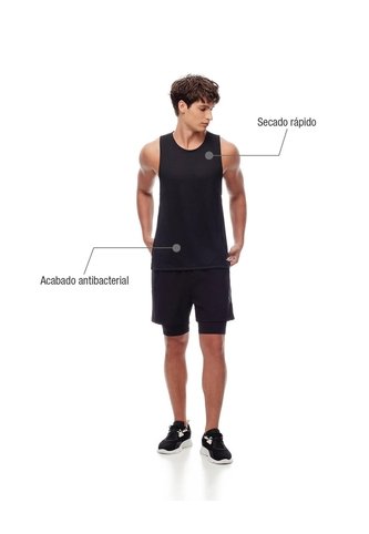 Camisilla Deportiva Antibacterial Negra Hombre Negro Gef