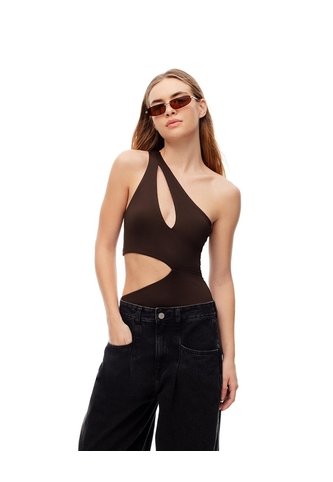 Body Asimétrico Cut Out Chocolate Mujer Chocolate Gef