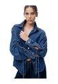 Camisa Oversize Manga Larga índigo Medio Mujer Azul Oscuro de Gef