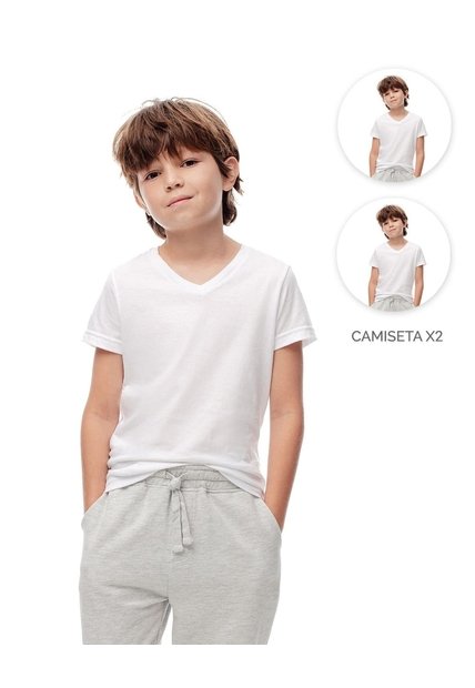 Camiseta Slim Algodón X2unds Blanca Niño Blanco