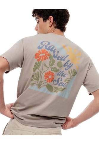 Camiseta Regular Algodón Taupe Estampada Hombre Marron Gef
