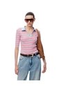 Polo Slim Tejido De Punto Rayas Mujer Azul de Gef