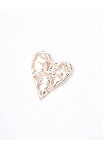 Prendedor Corazón Texturizado Dorado Mujer Gef