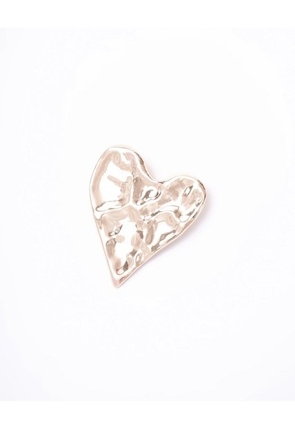 Prendedor Corazón Texturizado Dorado Mujer