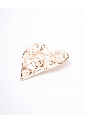 Prendedor Corazón Texturizado Dorado Mujer