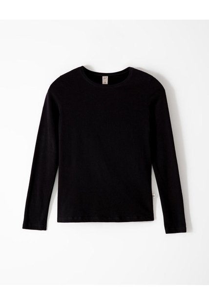 Camibuzo Slim Algodón Negra Mujer Negro
