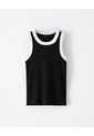 Camiseta Esqueleto Slim Rib Algodón Negra Mujer Negro de Gef