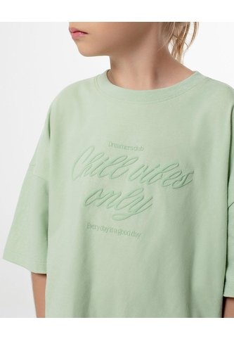 Camiseta Oversize Algodón Verde Estampada Niña Verde Gef