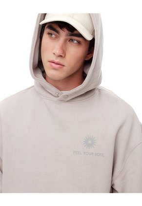 Buzo Tipo Hoddie Café Hombre Marron