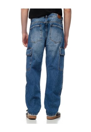 Jean Cargo Recto índigo Medio Hombre Azul