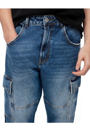 Jean Cargo Recto índigo Medio Hombre Azul