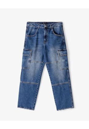 Jean Cargo Recto índigo Medio Hombre Azul