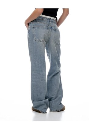 Jean Regular Tiro Bajo índigo Medio Mujer Azul