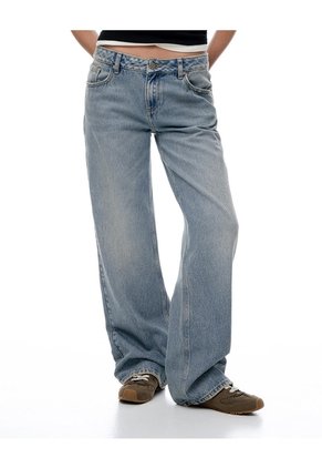 Jean Regular Tiro Bajo índigo Medio Mujer Azul