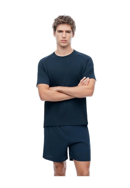 Camiseta Deportiva Control Humedad Azul Hombre Azul