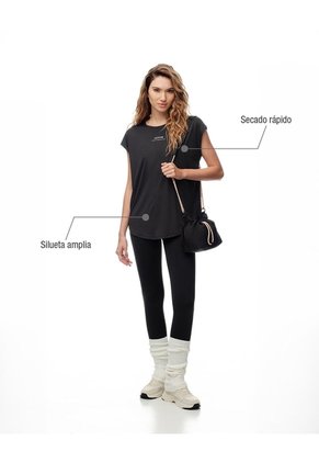 Camiseta Deportiva Secado Rápido Negra Mujer Negro