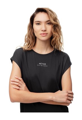 Camiseta Deportiva Secado Rápido Negra Mujer Negro
