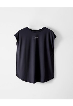Camiseta Deportiva Secado Rápido Negra Mujer Negro