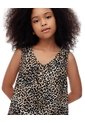 Vestido Corto Drill Algodón Print Niña Marron de Gef