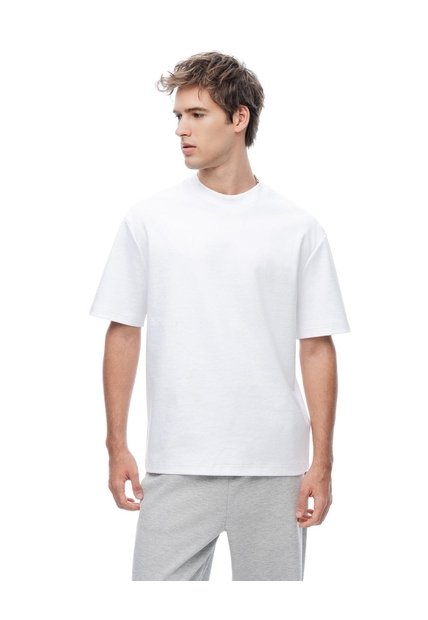 Camiseta Manga Corta Oversize Algodón Blanca Hombre Blanco