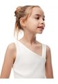 Camiseta Asimétrica Slim Rib Algodón Blanca Niña Blanco de Gef