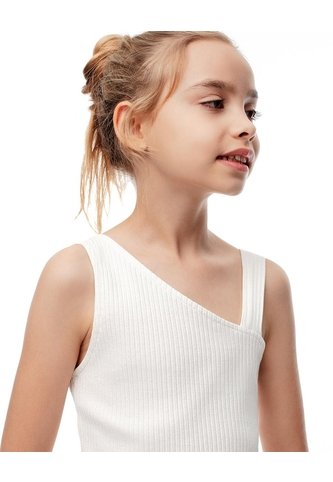 Camiseta Asimétrica Slim Rib Algodón Blanca Niña Blanco Gef