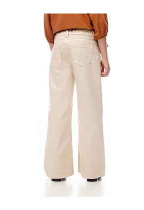 Pantalón Flare Tiro Medio Drill Algodón Habano Niña Marron