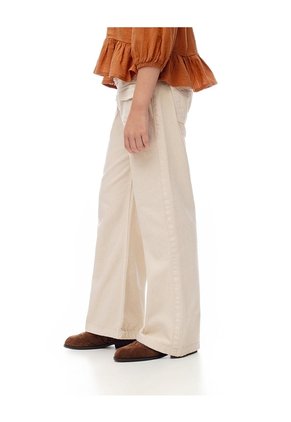 Pantalón Flare Tiro Medio Drill Algodón Habano Niña Marron