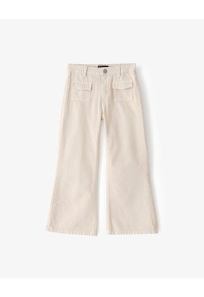Pantalón Flare Tiro Medio Drill Algodón Habano Niña Marron