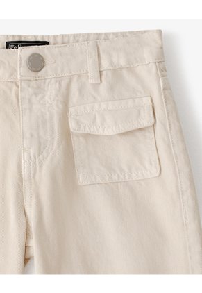 Pantalón Flare Tiro Medio Drill Algodón Habano Niña Marron