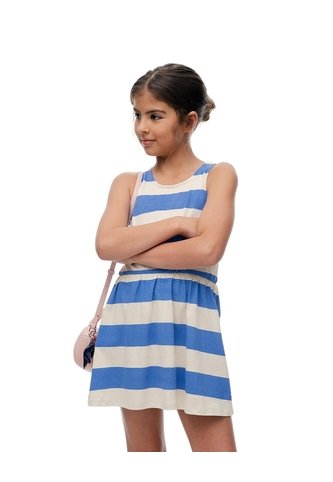 Vestido Corto Algodón Rayas Niña Azul Gef