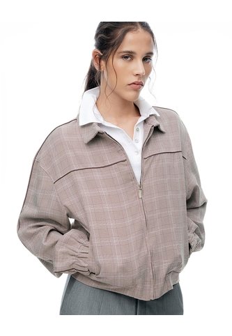Chaqueta Regular Café Cuadros Mujer Cafe Gef