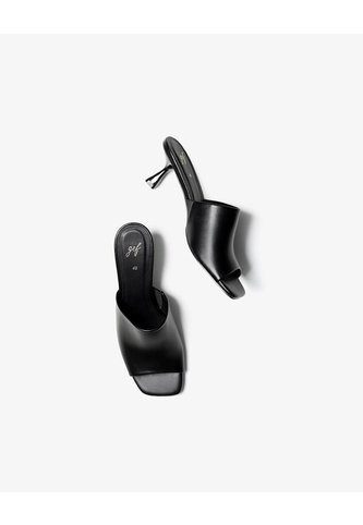 Sandalias Mule De Tacón Bajo Negras Mujer Negro Gef