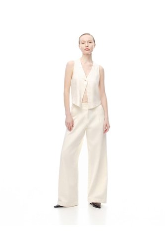 Pantalón Wide Leg Tiro Alto Denim Habano Mujer Marron Gef
