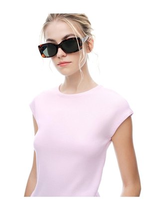 Camiseta Slim Manga Corta Rosada Mujer Rosa